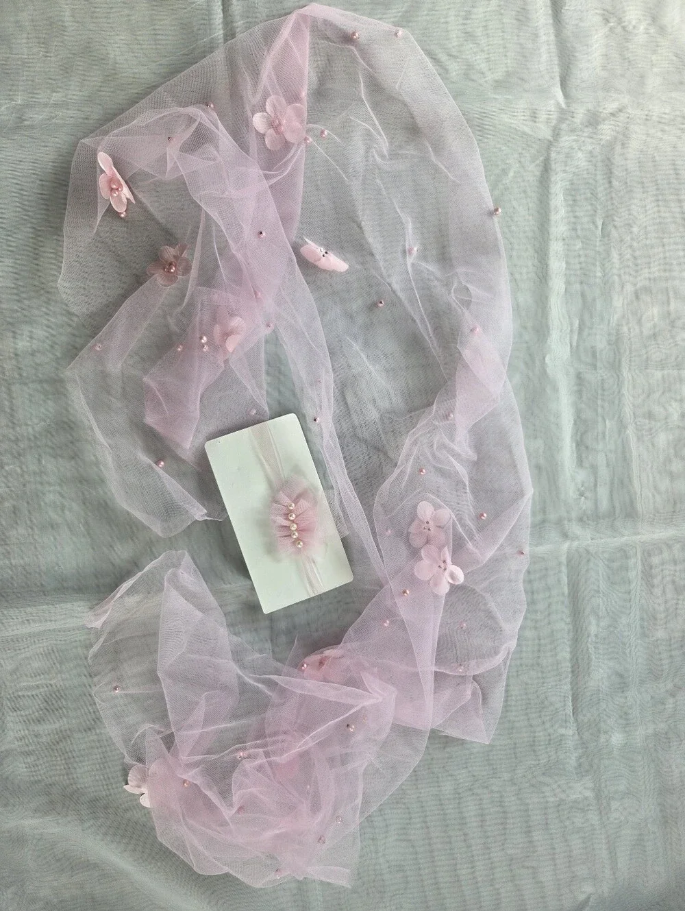 Pink Mesh Photo Prop With Headband